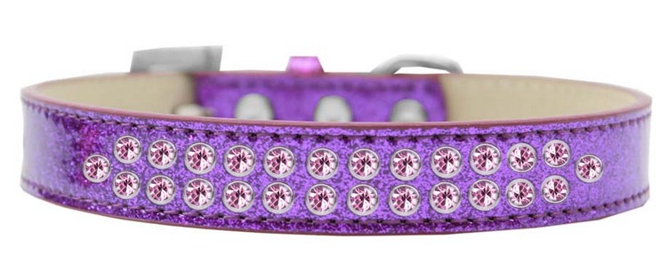 Two Row Light Pink Crystal Size 14 Purple Ice Cream Dog Collar